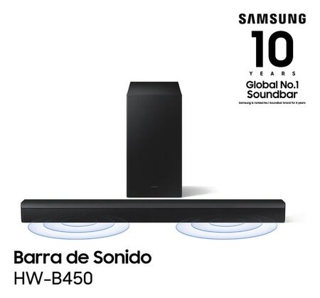 Barra de Sonido Samsung HW-B450F 2.1ch 300W Subwoofer Inalámbrico Bluetooth DTS Virtual X Titan Black 2026