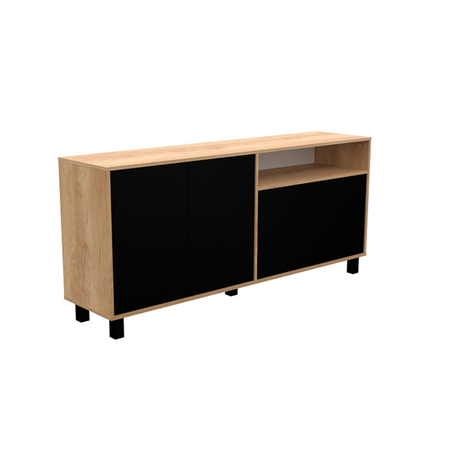 vajillero bahiut aparador mueble comedor 4 puertas 170 cm color nebraska natural negro
