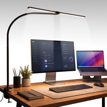 Lámpara de Escritorio Gadnic Regulable Luz LED Brazo Flexible y Clip Metálico