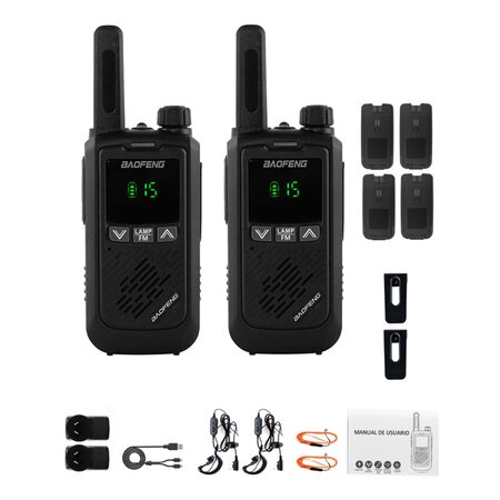 Handy Baofeng BF-T17 Kit x2 16CH UHF Display LCD + 4 Baterías y 2 Manos Libres