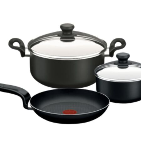 SET DE 5 PIEZAS TEFAL PRATIKA (CACEROLA 20CM C/ TAPA+OLLA 24CM C/TAPA+ SARTEN 24CM ) (T701SET3)