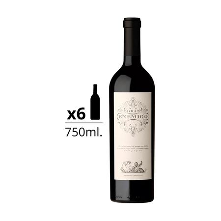 Vino Tinto El Gran Enemigo Chacayes Cabernet Franc - Malbec Caja x 6