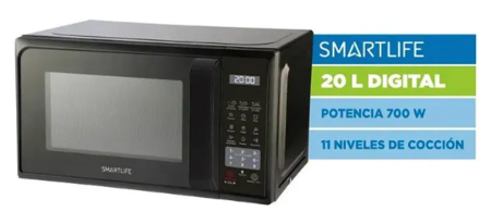 Microondas Smartlife MWO20MDB 20 Lts Digital 700 Watts Negro