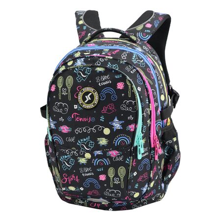 Mochila Grande Magic Reforzada Acolchonada Calidad Superior NEGRO/ARCOIRIS Rayas