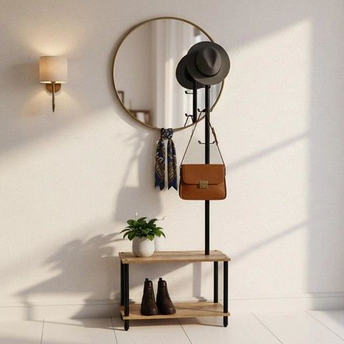 Perchero Industral DS Home 167 x 68 x 30 cm Madera Negro - Vista 3