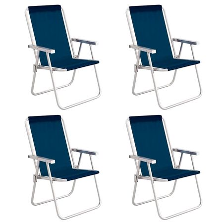 Combo x4 Sillas Confort Mor Azul Sannet Aluminio Cap.120 Kg