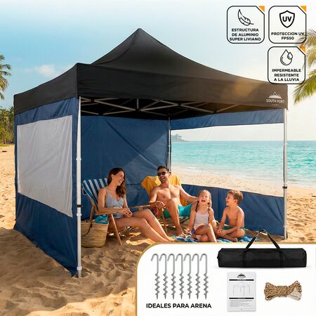 Gazebo Plegable South Port By Gadnic Aluminum 3x3 Aluminio Con Paredes Carpa