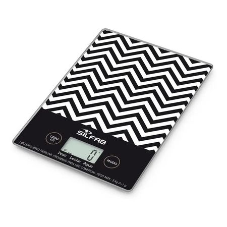 Balanza Digital De Cocina Ultra Slim Silfab Chevron Bc300v Negro 3 Kg