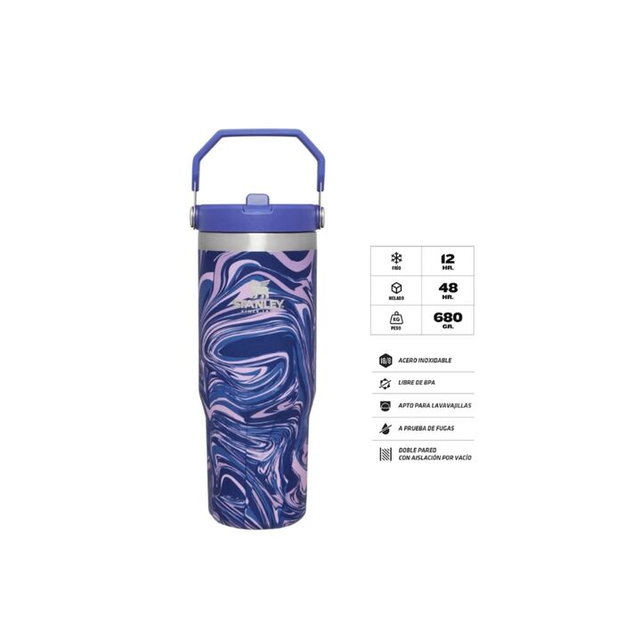 FLIP STANLEY STRAW TUMBLER 887ML CON MANIJA (C:AZUL Y VIOLET) - Vista 3
