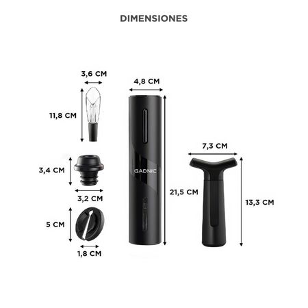 Kit de Vino Gadnic Sacacorchos Eléctrico Decantador Bomba de Vacío