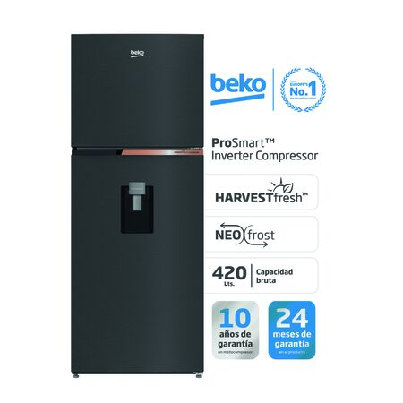Heladera Beko Inverter No Frost 420L Black Inox