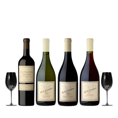 Set Vinos Tintos DV Catena Vineyard Designated Seleccion x 4 y 2 Copas Con Estuche
