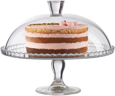 Plato Torta Con Pie Y Campana Vidrio Pasabahce Patisserie