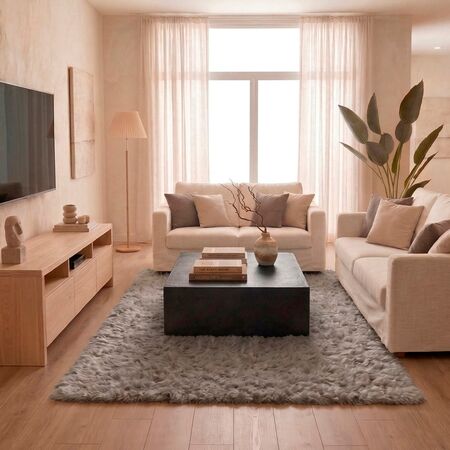Alfombra Gris 2x2,4 Mts Nórdica Living Gadnic Lavable Súper Soft
