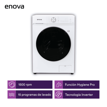 Lavasecarropas enova inverter carga frontal 10 kg Blanco