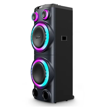 Parlante Bafle Crown-Mustang Cyberbeat Potenciado Doble 2x12" Luces Led