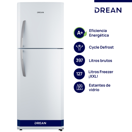 Heladera con freezer Cíclica 397 L Blanca Drean HDR400F30B