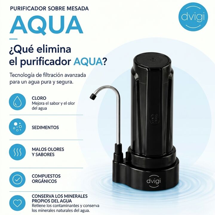 Purificador de Agua Dvigi Aqua Sobre Mesada Elimina Cloro - Vista 2