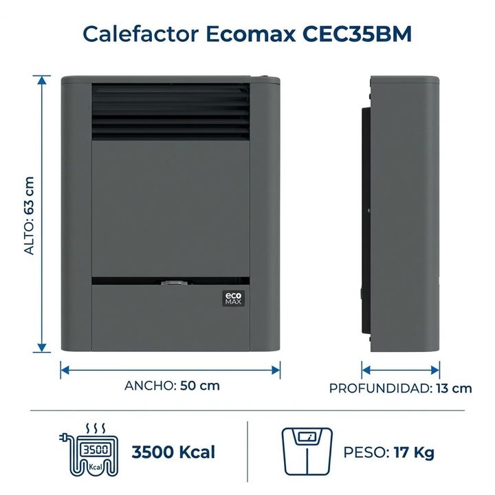 Calefactor Ecomax CEC35BM 3500 Calorias Tiro Balanceado Multigas - Vista 3