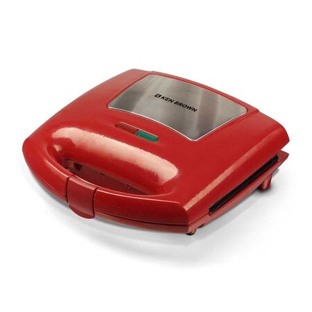 WAFFLERA ELÉCTRICA KEN BROWN SW-282 750 W ROJA Y ACERO INOXIDABLE