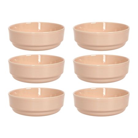 Set x 6 Bowls Cuencos Compotera Cerámica Rosa Importado