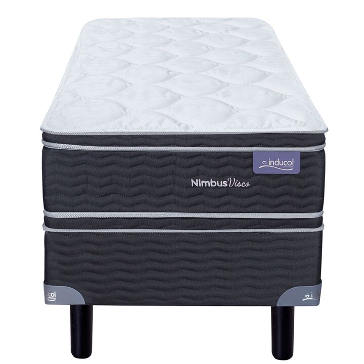 Colchon y Sommier Inducol Nimbus Visco 1 Plaza 80x190x26 Espuma de Alta Densidad Doble Pillow Viscoelastico - Vista 1