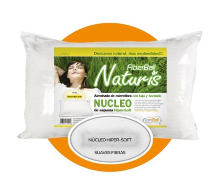 Almohada naturis Fiberball 70x45 microfibra, faja y bordado