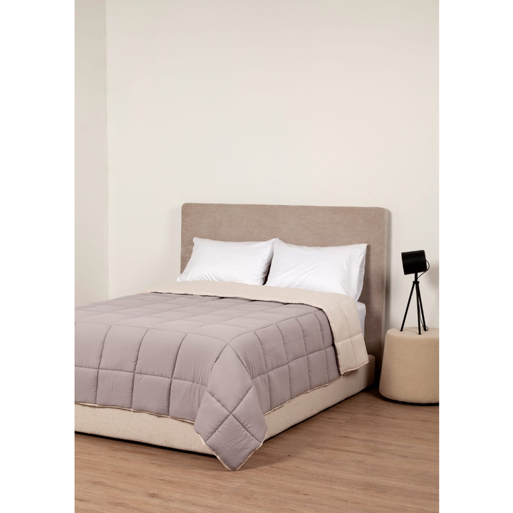 Acolchado liviano reversible 2 plazas y media Gris - Vista 1