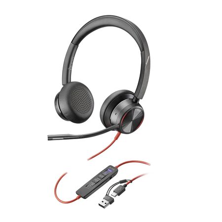 Auriculares Estereo Usb-c Poly Blackwire 8225 Con Certificacion De Microsoft Teams + Adaptador Usb-c