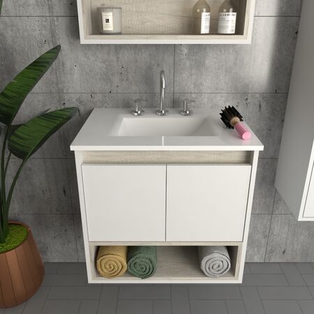 Vanitory 60cm Con Bacha 3 Agujeros-nevado|blanco Tables