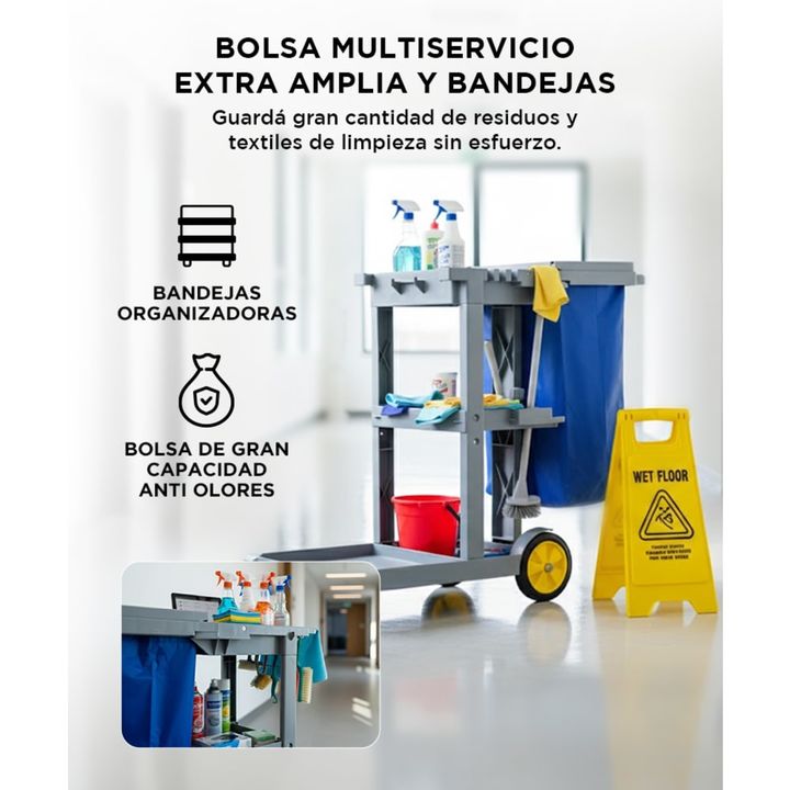 Carro de Limpieza Gadnic CAR1 Con Bolsa Multiservicio - Vista 3