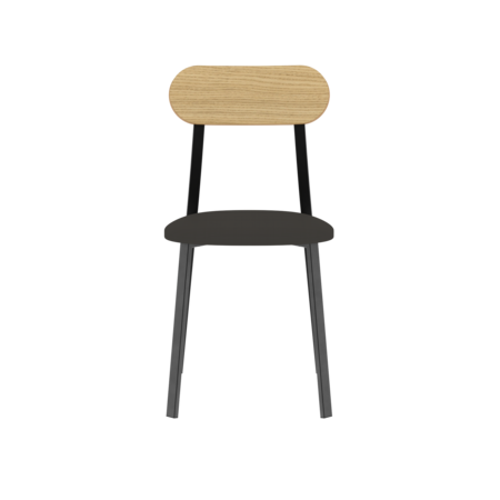 SILLA BOLONIA CAÑO NEGRO TAPIZADO PLOMO SBO022N