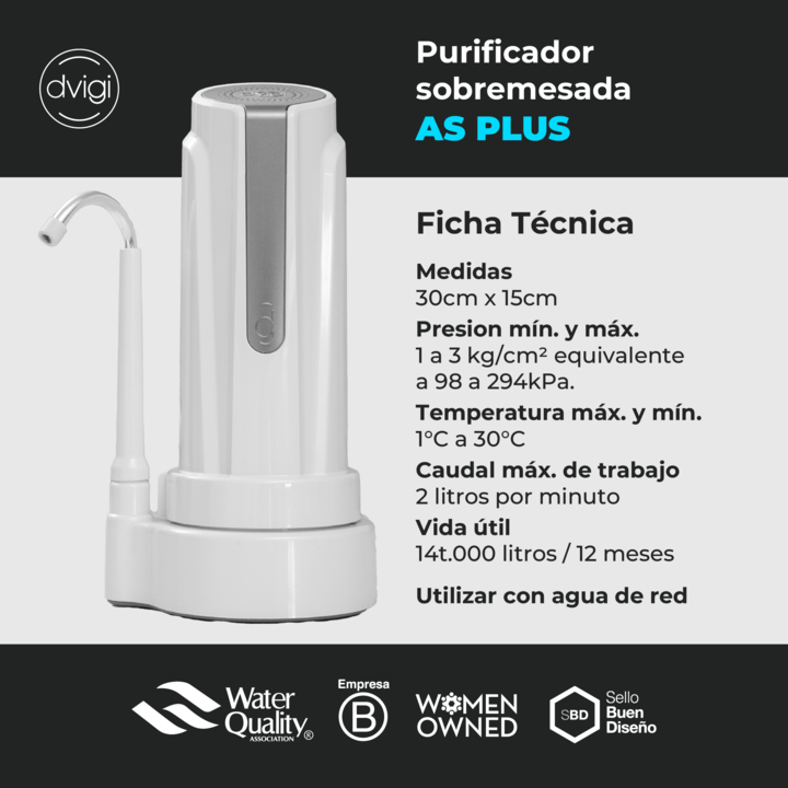 Combo Purificador de Agua Anti Arsénico DVIGI AS PLUS + 2 Filtros Adicionales - Vista 4