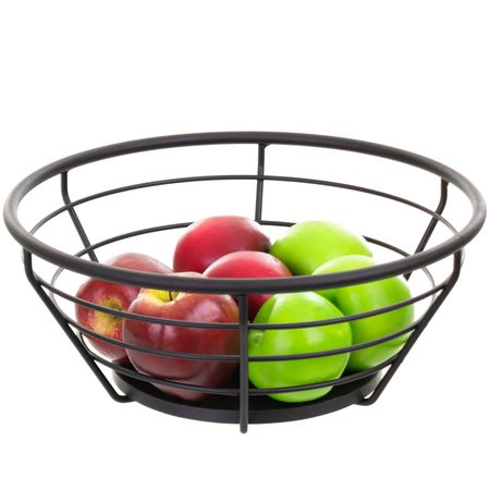 Frutera Recipiente Bowl Canasta de Mesa Metal Madera 32 cms Metaltru Grande