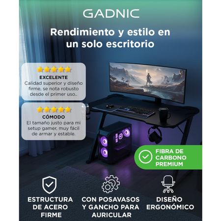 Escritorio Gamer Gadnic Fibra de Carbono
