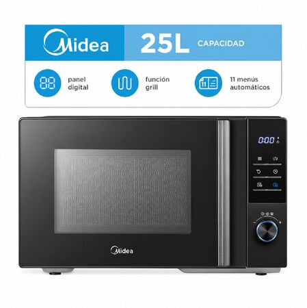 Microondas Midea 25 L Digital Con Grill Negro MW-DG125BA