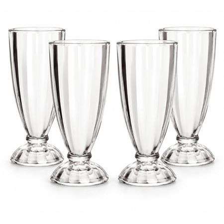 Set x4 copas milkshake de vidrio 340 ml para licuados, jugos y postres