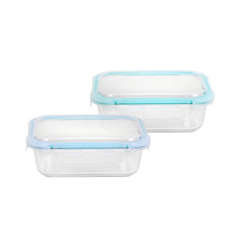 Recipiente Contenedor De Vidrio 640 Ml Con Tapa Rectangular