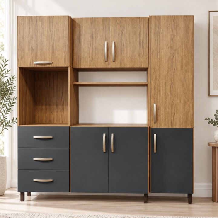 Despensero Organizador de Cocina Kit de 7 puertas y 3 cajones Grafito Teca Maximo Acapulco - Vista 1