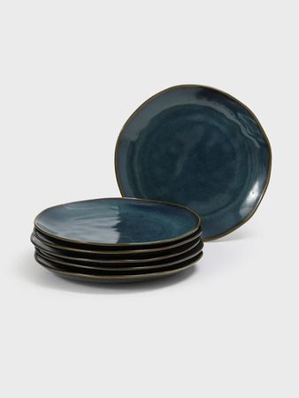 Set 6 Platos Playos Avant Garde Stoneware 26.5cm Oceano Azul Oscuro