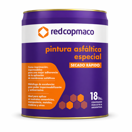 Pintura Asfáltica 18 Litros Impermeabilizante Negro Secado Rápido Copmaco Protección Techos Muros Cimientos