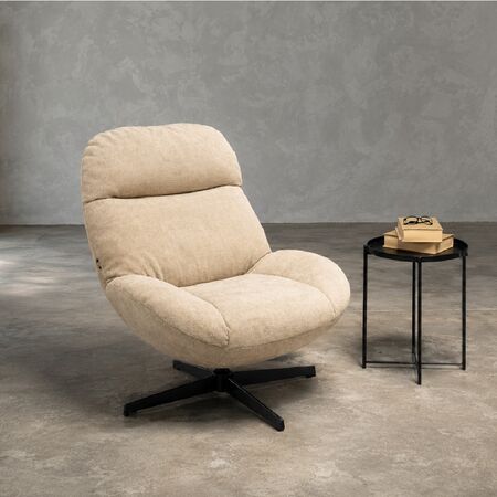 Sillón Nyon Beige Giratorio Tapizado en Chenille