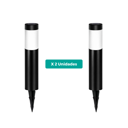 Estaca Solar de Jardin Diseño Moderno Cilindrico Luz Fria - Pack x2