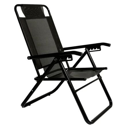 Reposera Cano Reforzado de Aluminio Negro Plegable Coversol 5 Posiciones Descansar 80040