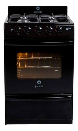 Cocina Escorial Master Style Multigas 4 Hornallas Negra