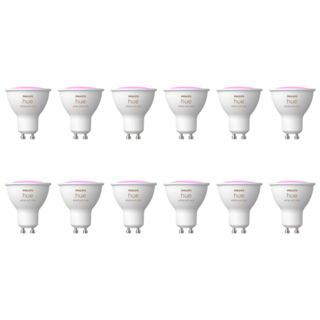Pack 12 Philips Hue Lampara Dicroica Gu10 4.2w Bluetooth Rgb