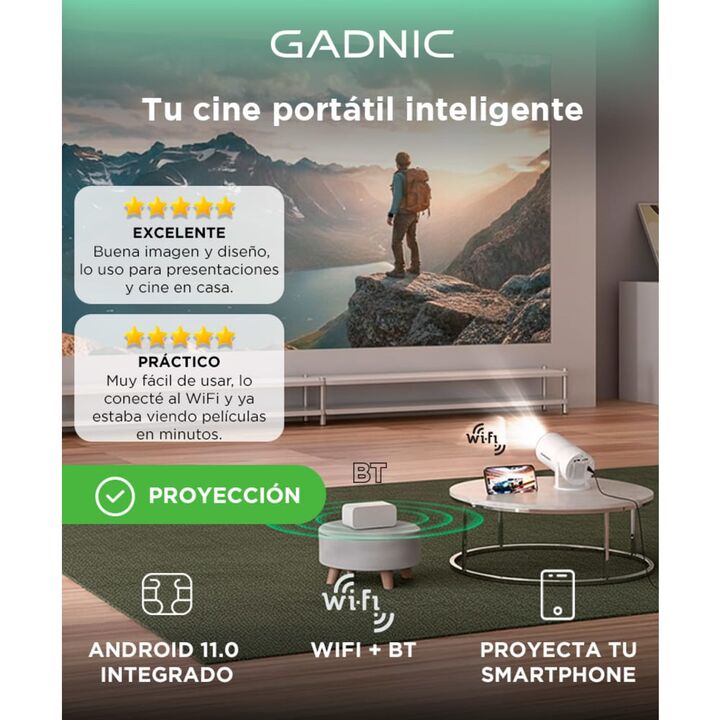 Proyector Gadnic HY300 PRO WiFi BT FHD 4500 Lumenes - Vista 2