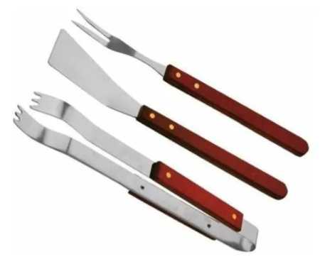 Set asado 3 piezas mango madera