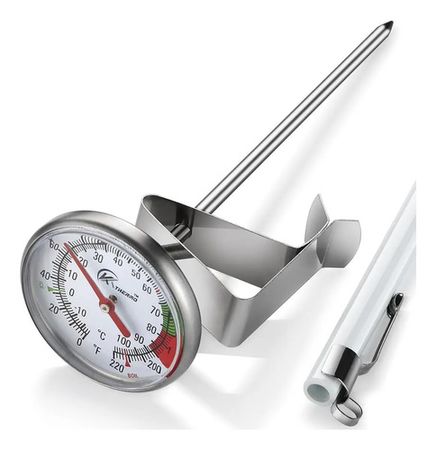 Termometro Barista Dehuka Con Pinza De Acero Inoxidable Para Cocina Profesional Plateado