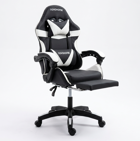 Silla Gamer C/apoyapiés Novohome Ergonómica Cuero Sintético
